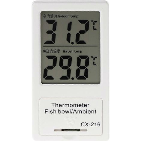 Aquarium-Thermometer mit LCD-Digitalanzeige, großem Bildschirm, kabellos, für den Innenbereich