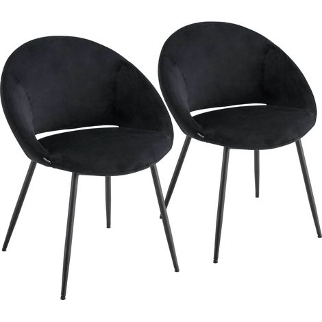 Lot de 2 chaises en acier et velours noir (1/5)