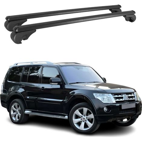 OMAC Aluminium Dachträger Querträger für Mitsubishi Pajero IV 2006-2021 – TÜV / DIN 75302:2019 – Abschließbar – Max. 75 kg – 2 Stangen Schwarz (1/5)