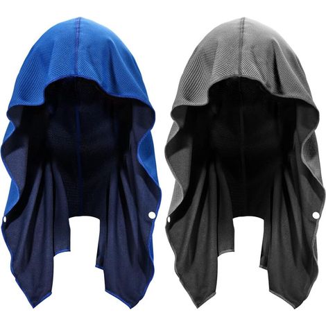 Juego de 2 toallas deportivas, toallas refrescantes para deportes y fitness, ideales para deportes, camping y ciclismo, 60 x 29 cm, azul, gris (1/5)