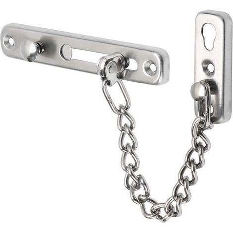 Dailygoods, Candado cadena puerta acero inoxidable, Cierre antirrobo presión, Longitud cadena: 17 cm, Seguro mascotas, Resistente corrosión óxido (1/5)