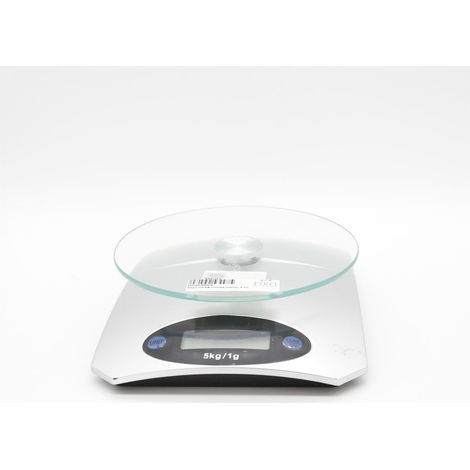 Silver Gray Digital Kitchen Scale, Precision Scale 20 x 15 cm with Glass Top (1/5)