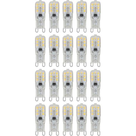 Paquete de 20 bombillas LED regulables G9 de 5 W, luz blanca cálida, para reemplazar lámparas halógenas, 220-240 V CA. (1/4)