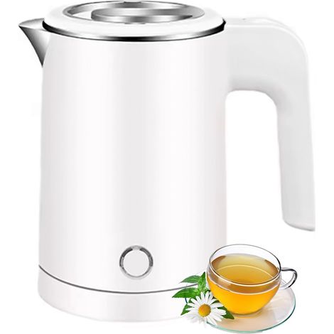Bouilloire électrique en acier inoxydable, 0,5 l, 600 W, portable, idéale pour la maison, le bureau et les voyages, sans BPA (blanc) (1/5)
