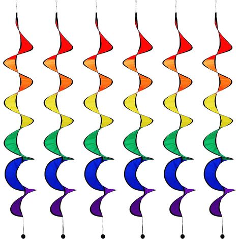 Wind Spinner - 57 Inch Rainbow Curlie Spinner - Foldable Outdoor Decoration - 6 Pieces (1/2)