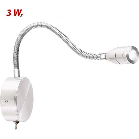 Lampe À Col De Cygne - LED 3 W Blanc Froid - Fixation Murale - Pour Lecture Lit Bureau - 1 Pièce (1/5)