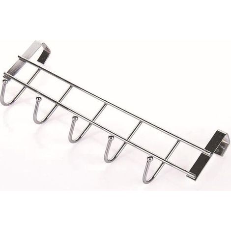 1 Porte-manteaux, 6 Crochets, Acier Inoxydable, Plastique, Support Coulissant, Pour Salle de Bain (1/5)