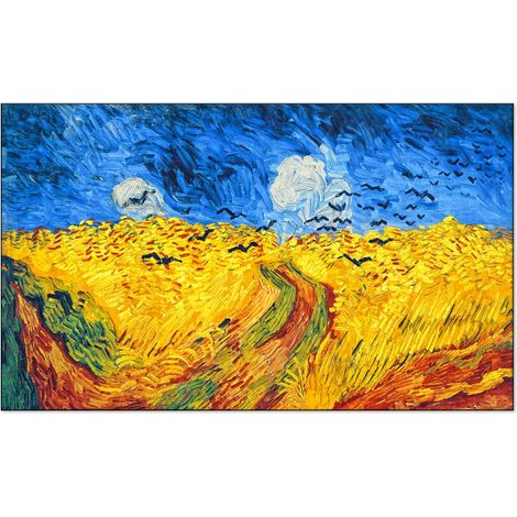 Lupia - Quadro su Tela il Meglio dell'Arte, 45x75 cm CAMPO DI GRANO CON VOLO DI CORVI - VAN, Riproduzione d'Arte su Tela, Montato su Telaio in Legno 3 cm, Made in Italy (1/4)