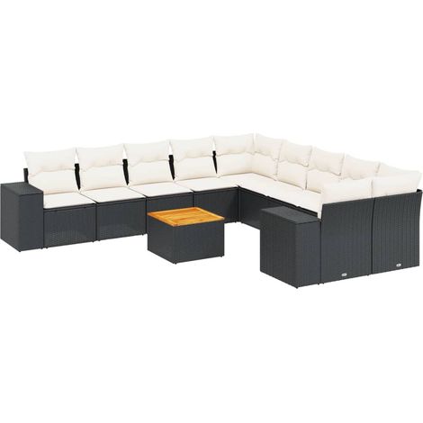 Maison Exclusive - Patio Sofa Set 10 plaza Black and Cream (1/5)