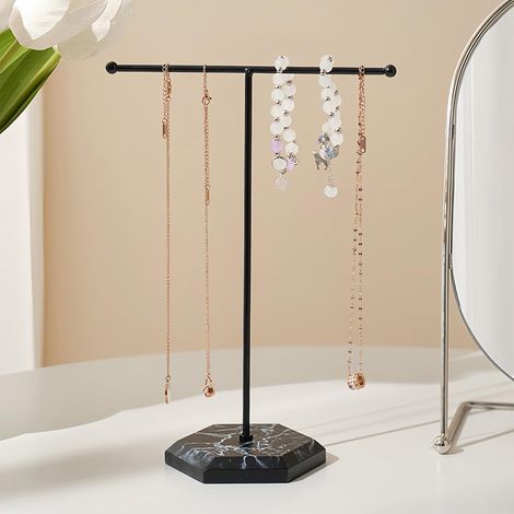 Espositore per gioielli, 25,5 cm, organizer per collane, porta collane, supporto per gioielli per ciondoli, bracciali, orecchini (nero) (1/5)