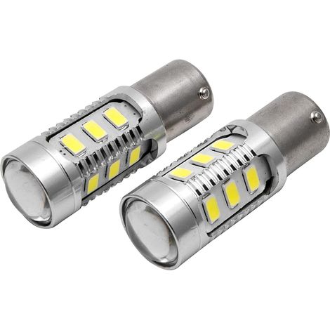 Paire de kit d'ampoules LED SMD 12V 1156, 5500-6500 K Feux de stationnement Clignotants Feux arrière avant de recul Ampoules de feux de recul