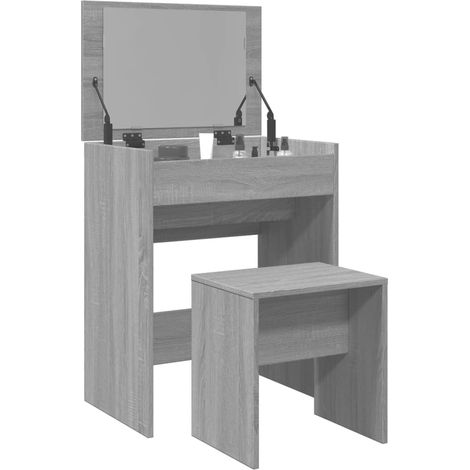 Schminktisch mit Hocker Grau Sonoma 60x40x113,5 cm