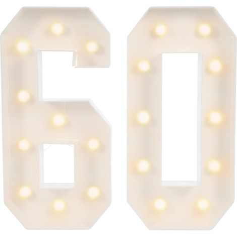 LED Leuchtende Zahlen, Vintage-Design, Batteriebetrieben, Weiß-b (1/2)