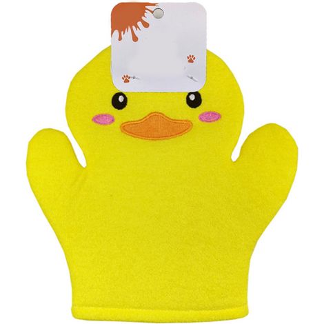 Gant exfoliant corps design joli massage bain canard jaune taille unique pour enfants adultes (1/5)