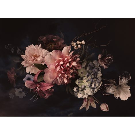 Papier peint panoramique floral design Tapisserie panoramique originale pour bureau Papier peint panoramique idéal pour chambre motif floral (1/4)