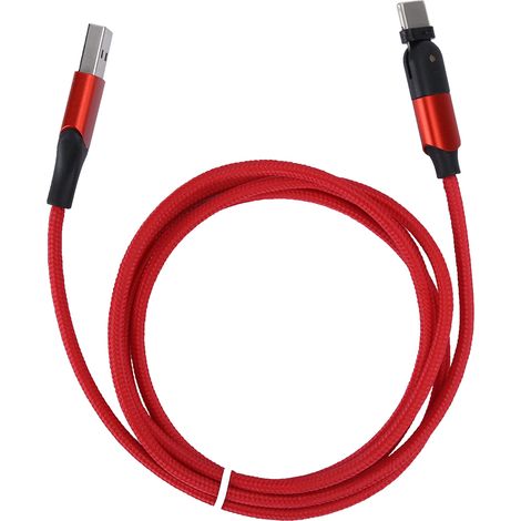 180° drehbares Micro-USB-Typ-C-Ladekabel für Samsung/Xiaomi/Huawei, 1,2 Meter, Rot (1/5)