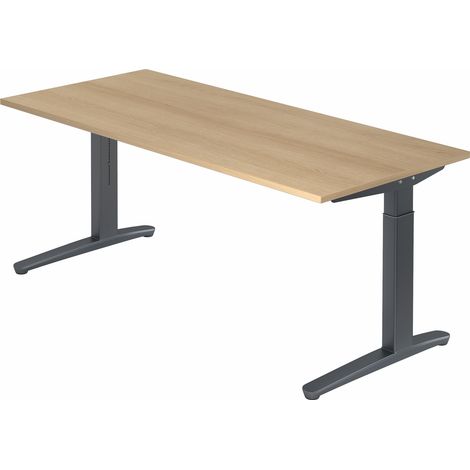 bümö® Design Schreibtisch "XB-Serie" höhenverstellbar, Tischplatte 180 x 80 cm in Eiche, Gestell in graphit