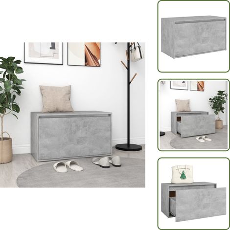 Banc d'entrée 80x40x45 cm Gris béton Bois d'ingénierie - Banc Entrée - Banc Coffre - Meuble Rangement - Banc Design - Mobilier Intérieur (1/5)
