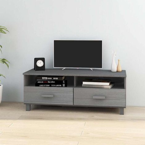 vidaXL Mueble de TV HAMAR madera maciza pino gris oscuro 106x40x40 cm (1/5)