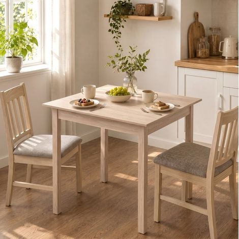 Mesa de comedor cuadrada 75 x 75 x 76 cm de pino natural HAVRYA (1/5)