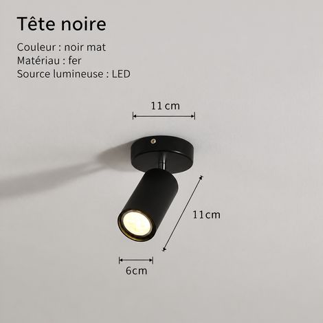 Spot sur rail de plafond en fer noir simple tête sans ampoule noir réf 1803 15 × 15 × 10 cm 430 g – Livraison gratuite