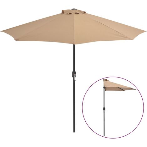 Parasol de balcon avec mât en aluminium Taupe 270x135 Demi (1/5)