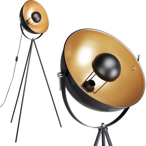 Lampada Piantana Terra Design Moderno Industriale Metallo Luce E27 Nero oro (1/5)