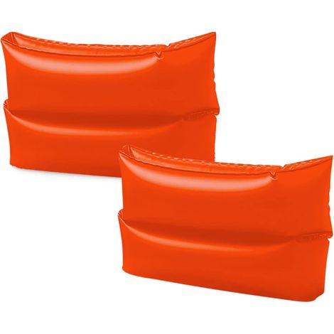 Manchons Gonflables - 1 Paire - Vinyle - 2 Chambres À Air - Natation Enfant 6-12 Ans - Orange Fluo 25x17 Cm (1/2)