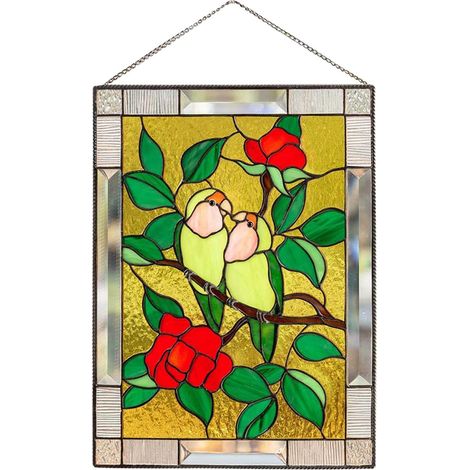 Panneau Vitrail Décoratif - Oiseau Colibri - Verre Coloré Main - Pour Fenêtre Intérieure - 1 Pièce (1/5)