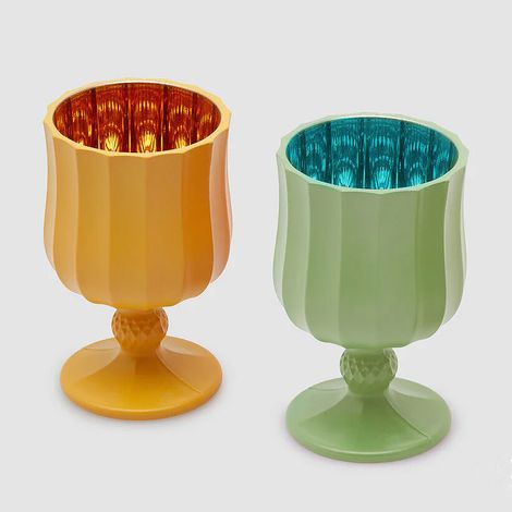 EDG Enzo De Gasperi Portacandela Satin Calice H 11,6 Cm D 7 Cm Ass. Vetro Yellow Green 1 Pz