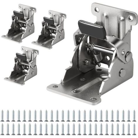Klappbares Tischbein mit 90°-Gelenk – 4er-Set selbstverriegelnde Gelenke 69 x 63 x 54 mm, arretierbare Klapptischbeschläge, Tragkraft 80 kg – Crezuo