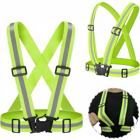 Lot de 2 gilets réfléchissants, gilets de sécurité ajustables, gilets de signalisation réfléchissants haute visibilité pour le cyclisme, le jogging, la course à pied et la randonnée. (1/5)