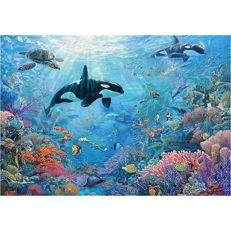 Fototapete Ozean Korallenriff Schildkröten – Großformat Wandtapete 150x105 cm – Für Kinderzimmer