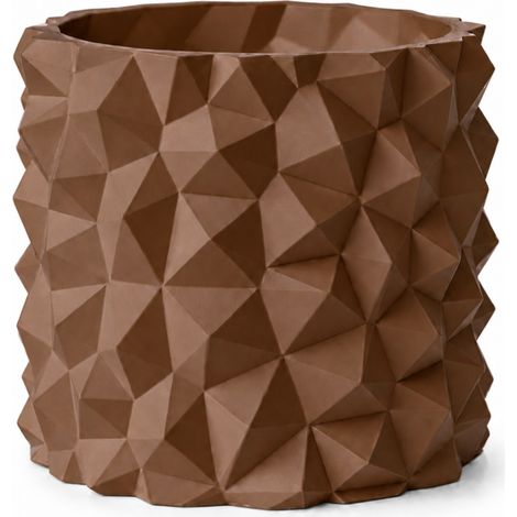 Pot de fleurs marron moderne pour plantes, effet pierre, minimaliste (1/3)