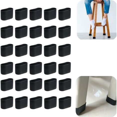30 patins de protection embouts de pieds de chaise embouts ovales insonorisants pour meubles (noir, 31,5 cm) (1/5)