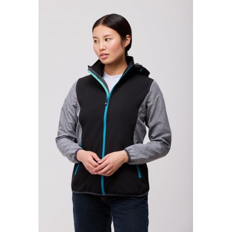 Softshell de mujer combinada tricolor. Capucha desmontable con elástico ajustable RN1010003 L Negro+Gris (1/5)