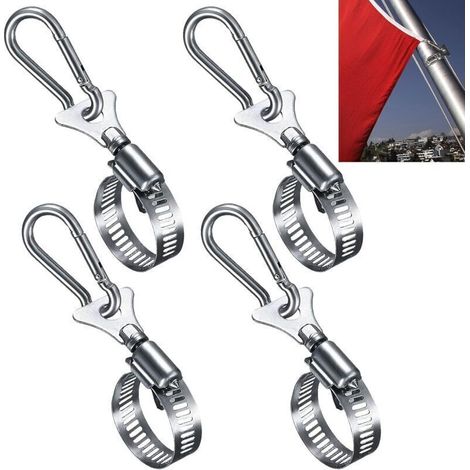 Clips para Anneaux de Drapeau,Équipement pour mât à Drapeau,Anneaux Clips de Mât de Drapeau,Clip de Mât de Drapeau Clip de Mât en Acier Inoxydable,Diamètre Mâts de Drapeau (1/4)