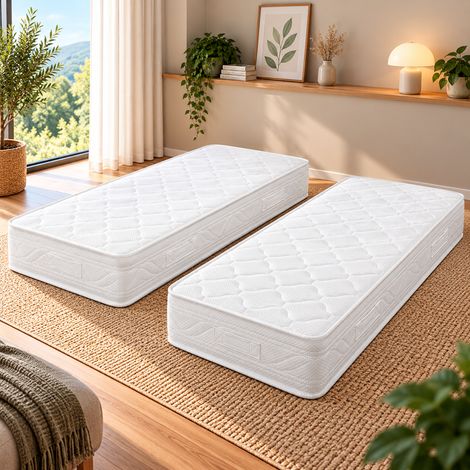 LOT de 2 Matelas Ferme 80x200 - 15 cm - 5 zones de Confort - Soutien Optimal - Confort Quotidien - Très Respirant - MATELAS FIRST 15 (1/4)