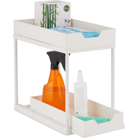 Rangement sous évier, 2 Niveaux, Extensible, HxLxP: 37x22x40 cm, Organiseur Cuisine (1/5)