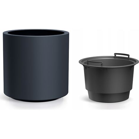 Pot de fleurs rond DBHER400-S433 - Anthracite - Design moderne - Idéal intérieur et extérieur