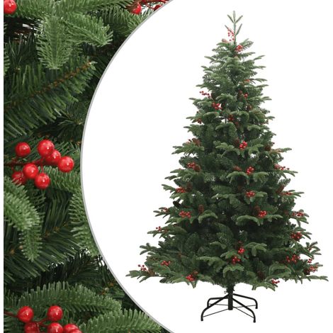 Sapin de Noël artificiel,Arbre de Noël avec pommes de pin et baies 210 cm -WYW92441 (1/5)