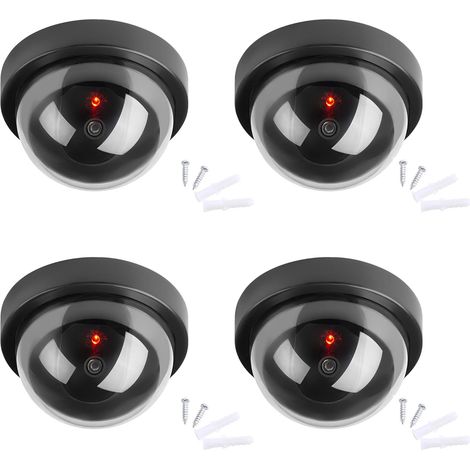 Dummy Cameras, Security Dummy CCTV Dome Camera with LED Flashing Light for Business Stores Home, Indoor Outdoor Use,Dummy Camera Fake Surveillance Camera Fake Surveillance Dummy Camera (4 Pack) (1/5)