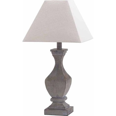 Incia Fluted Wooden Table Lamp - Fabric/Wood - L12 x W12 x H53 cm - Brown