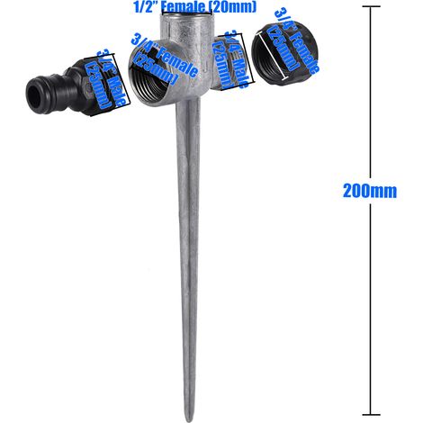 (Type 1) Arroseur de jardin rotatif à 360° pour l'irrigation de pelouse, avec embouts à impulsion métalliques à raccord rapide et connecteur de tuyau de 1/2". (1/5)