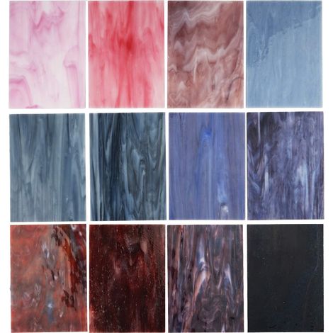 Lot de 10 feuilles de verre teinté varié 10,2 x 15,2 cm - Verre - Textures mélangées (1/5)