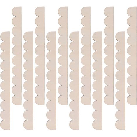 Lot de 12 baguettes de finition en bois : baguettes décoratives festonnées non finies - pour loisirs créatifs, décoration murale, étagères, cadres de portes et autres encadrements de meubles. (1/5)
