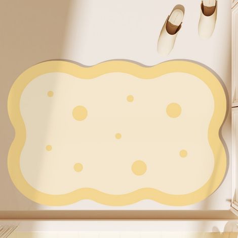 Salle de bain - Biscuit au cacao 03 4060cm Terre de diatomées Tapis de sol mignon en terre de diatomées, motif dessin animé, idéal pour la maison, l'entrée de salle de bain, absorbant l'eau, antidéra (1/4)