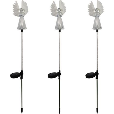 Lampada solare da esterno a forma di angelo, lampada a forma di angelo con ali colorate, decorazione da giardino - 70 x 9 cm (1/5)