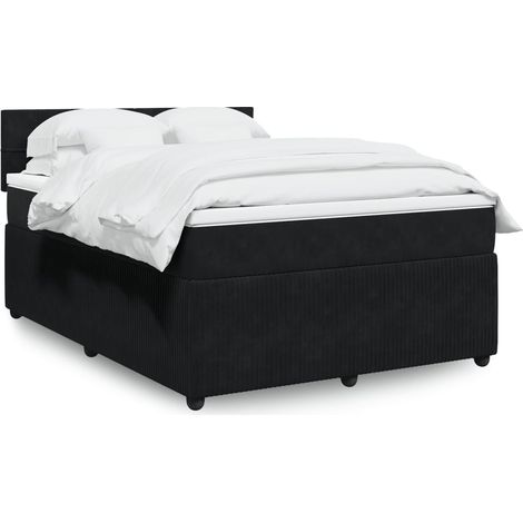 vidaXL Giroletto a Molle con Materasso Nero 140x200 cm in Velluto (1/5)