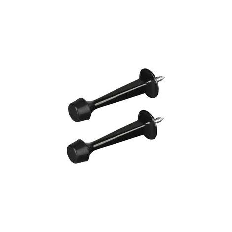 Un ensemble de deux butoirs de porte, en alliage de zinc, avec des patins en caoutchouc pour protéger les murs, adaptés à une utilisation intérieure et extérieure, 75 mm d'épaisseur (noir). (1/4)
